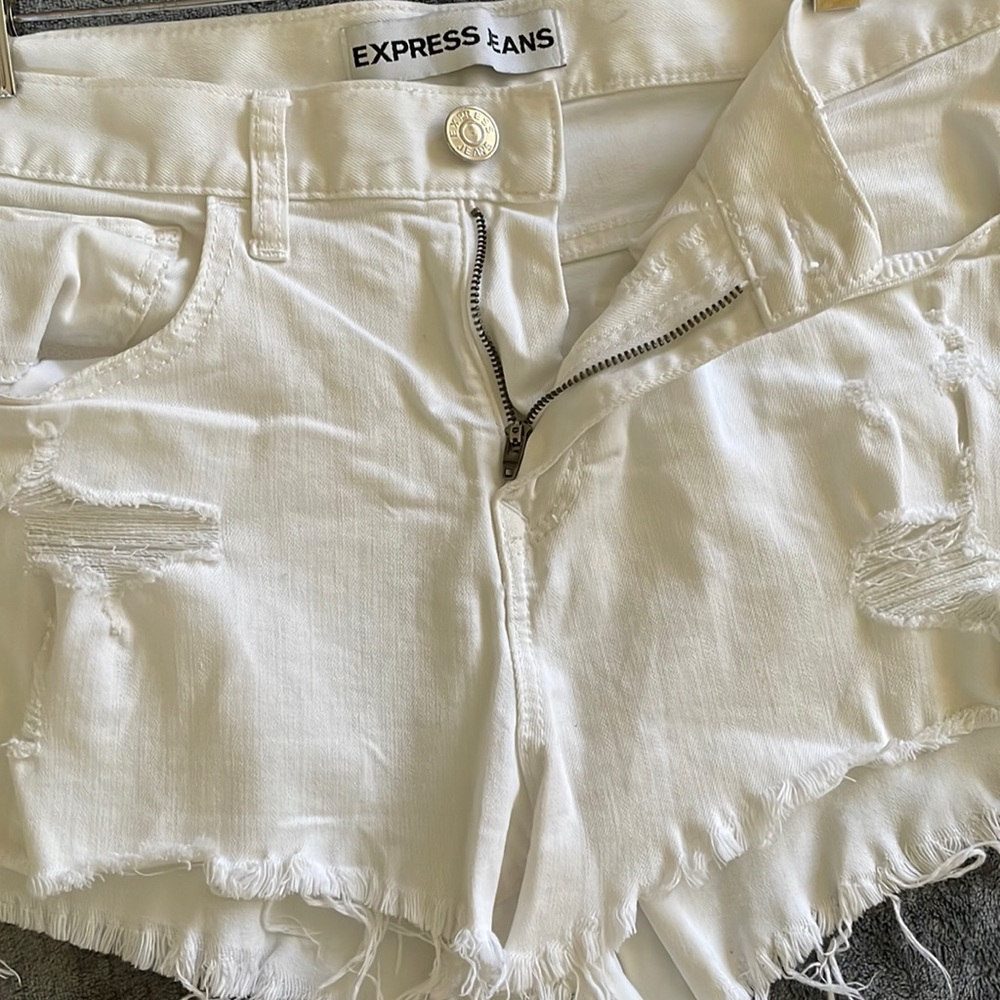 White Distressed Shorts